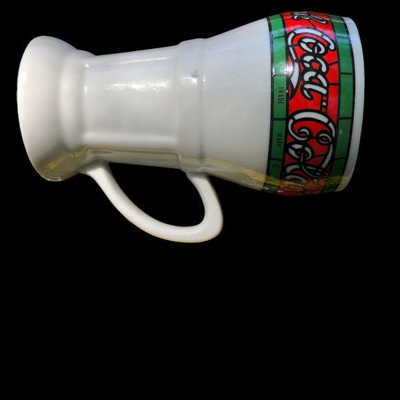 Vintage Tall Coca-Cola Milk Glass, Stained Glass Beverage Glass by Mann Made Mug - Picture 6 of 9